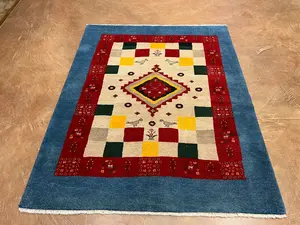 New Blue Persian Gabbeh 4' X 6'