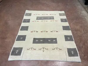 New Ivory Persian Gabbeh 5' X 7'