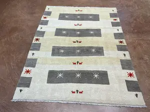 New Ivory Persian Gabbeh 4' X 6'