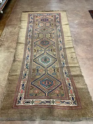 Antique Tan Persian Serab Runner