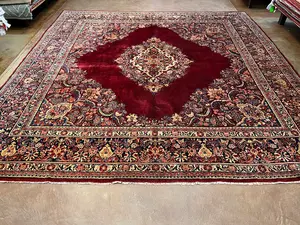 Antique Red Persian Saruk Square
