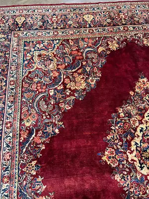 Antique Red Persian Saruk Square