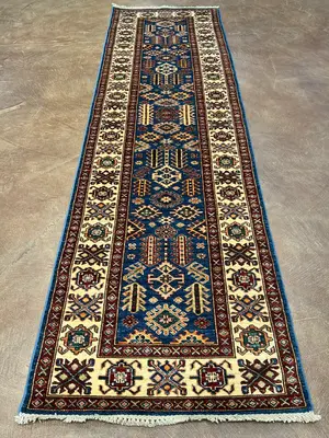 New Blue Afghanistan Kazak Runner