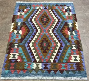 New Blue Afghanistan Kelim 2'-6"x4'