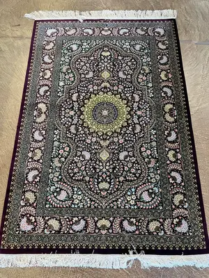 New Purple Persian Silk Davood Ghom 3' X 5'