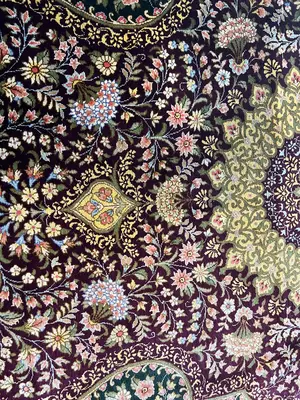 New Purple Persian Silk Davood Ghom 3' X 5'