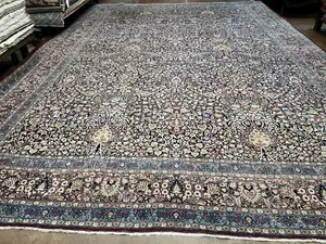 Antique Navy Persian Mashad Oversize