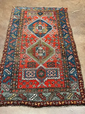 Antique Red Caucasian Kazak 4' X 6'