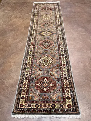New Grey Afghanistan Kazak Runner