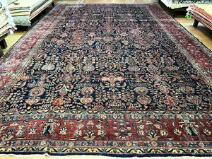Antique Navy Persian Saruk Oversize