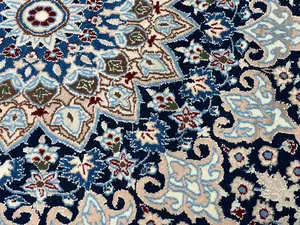 Vintage Navy Persian Nain Round