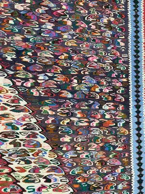 Vintage Navy Persian Senneh Kelim 6' X 9'