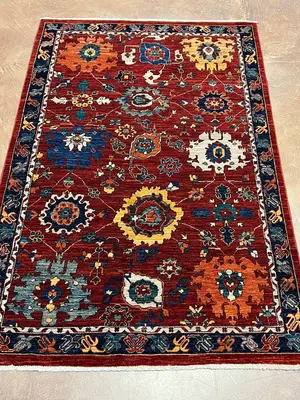 New Red Afghanistan Modern Oushak 4' X 6'