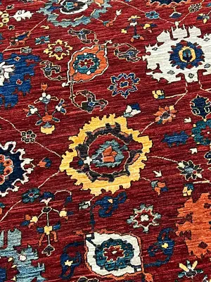 New Red Afghanistan Modern Oushak 4' X 6'