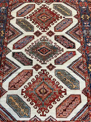 New Ivory Afghanistan Modern Tribal 4' X 6'