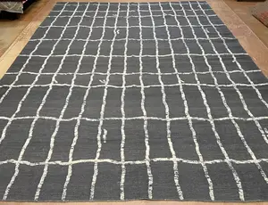 New Black India Modern High Low Flatweave 10' X 14'