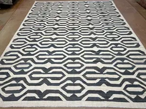 New Ivory Afghanistan Kelim 9' X 12'