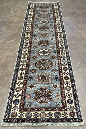 New Grey Afghanistan Kazak Runner