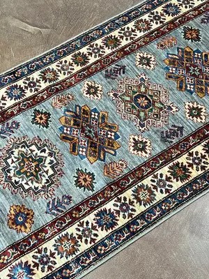 New Grey Afghanistan Kazak Runner