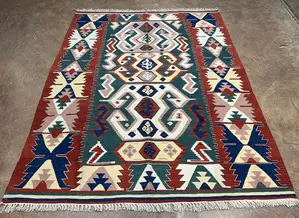 Vintage Green Turkey Kelim 5' X 7'
