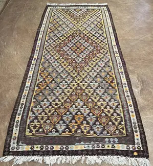Vintage Brown Turkey Kelim Runner