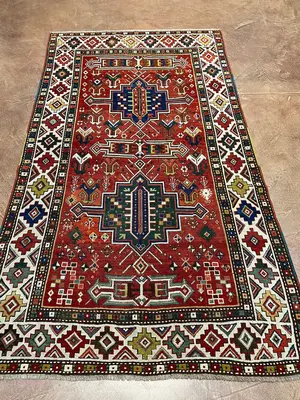 Antique Red Caucasian Kazak 5' X 7'