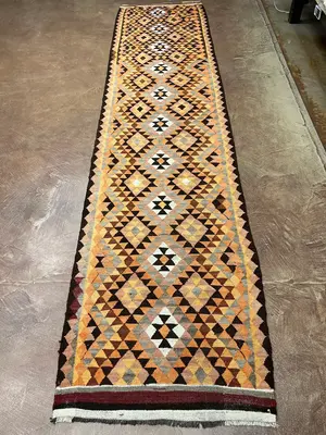 Vintage Gold Persian Kelim Runner