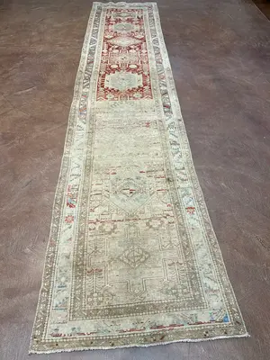 Vintage Beige Persian Karajeh Runner