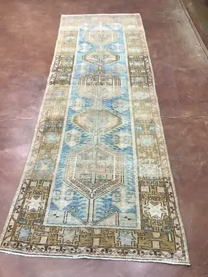 Vintage Blue Persian Karajeh Runner