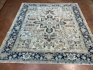 Vintage Beige Persian Heriz Square