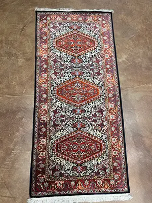 Vintage Navy Persian Silk Tabriz Runner