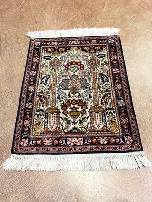 Vintage Ivory Persian Silk Tabriz 2' X 3'