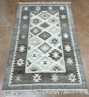 New Grey India Dhurrie 3' X 5'