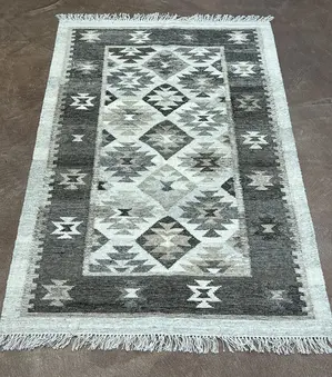 New Grey India Dhurrie 3' X 5'