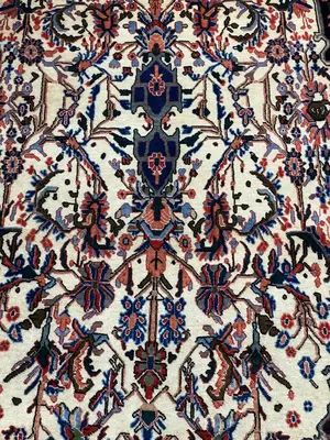 Antique Ivory Persian Bijar 5' X 7'