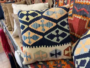 Vintage Blue Caucasian Kelim Pillow