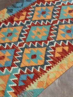 New Multi Pakistan Modern Tribal Kelim Runner