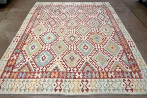New Ivory Pakistan Modern Tribal Kelim 8' X 10'