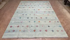 New Blue Afghanistan Modern Kelim 7' X 10'