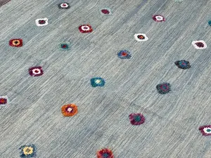 New Blue Afghanistan Modern Kelim 7' X 10'