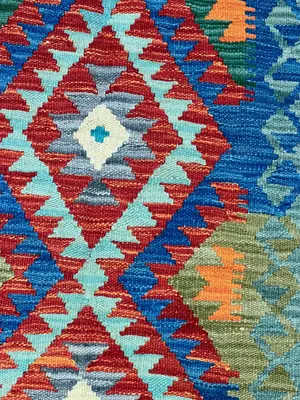 New Blue Afghanistan Modern Maimana Kelim 2' X 3'