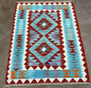New Blue Afghanistan Modern Maimana Kelim 2'-6"x4'