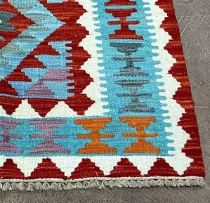 New Blue Afghanistan Modern Maimana Kelim 2'-6"x4'