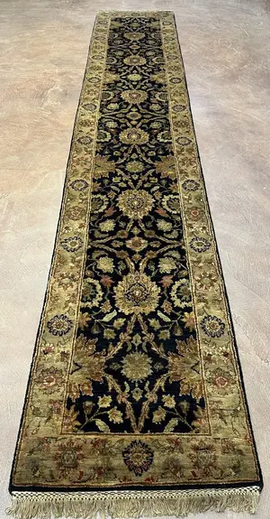 New Black India Indo Kashan Runner
