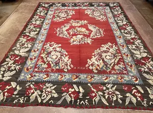 New Red Romania Besarabian Kelim 9' X 12'
