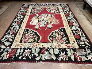 New Red Romania Besarabian Kelim 9' X 12'