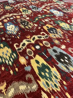 New Red India Ikat 8' X 10'