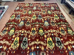 New Red India Ikat 9' X 12'