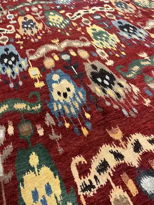 New Red India Ikat 9' X 12'