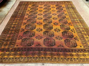 Antique Gold Turkmenistan Ersari Beshir 9' X 12'